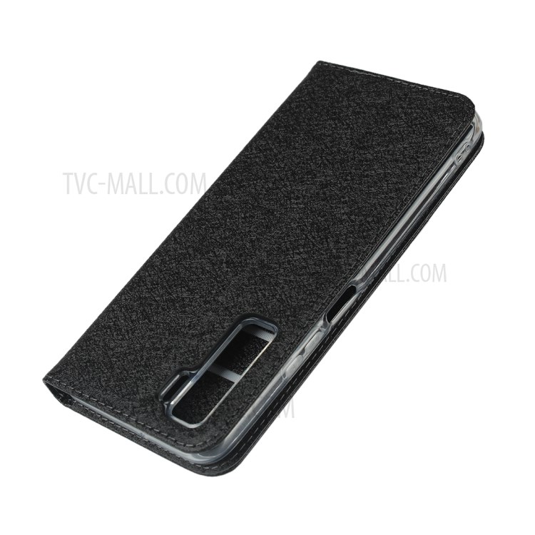 Silk Texture Wallet Leather Stand Shell for Huawei P40 Lite 5G - Black-7