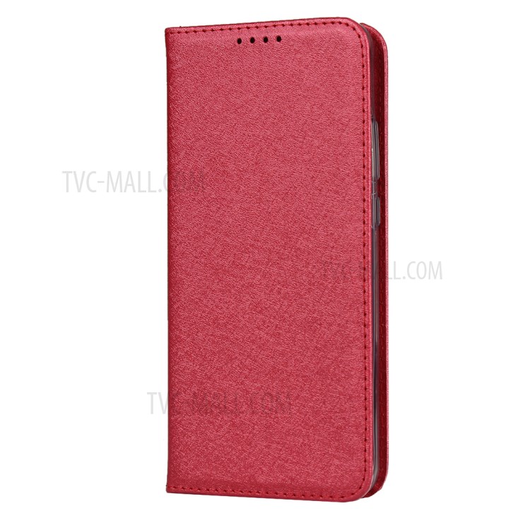 Silk Texture Leather Stand Case with Card Slots for Huawei P40 Pro - Red-3