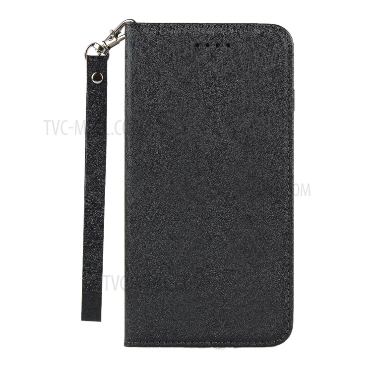 Silk Texture Wallet Leather Stand Case for Huawei P40 lite E - Black-2