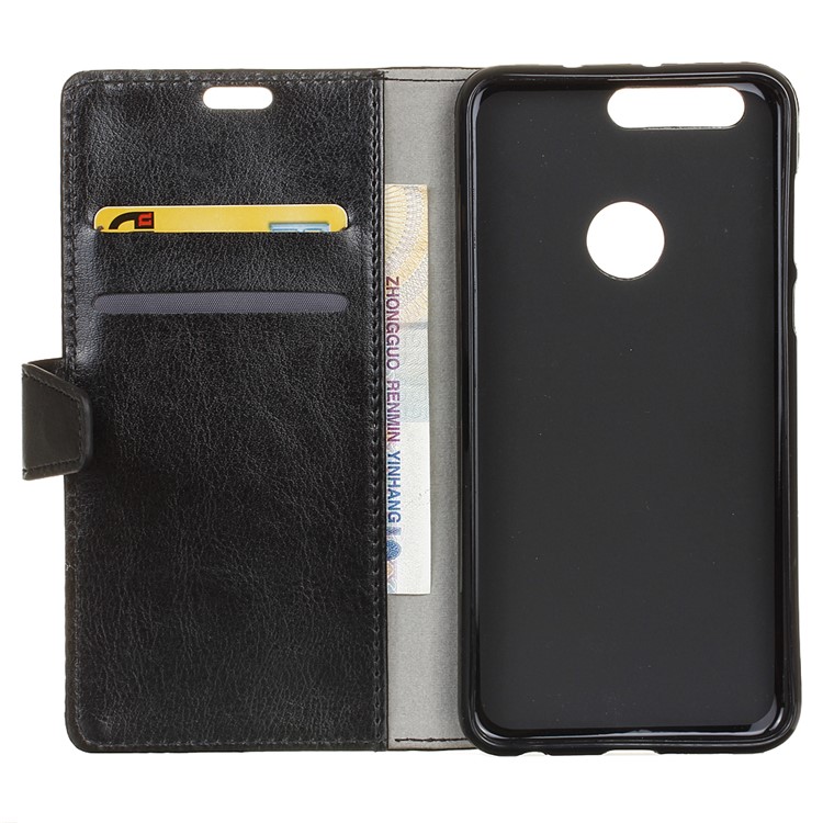 Crazy Horse Wallet Leather Cover for Huawei Honor 8 - Black-3