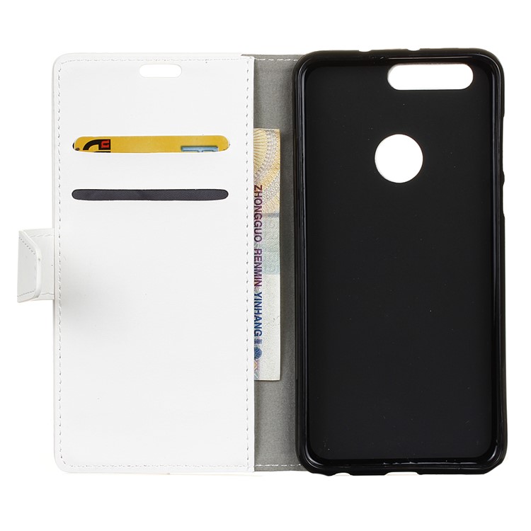 Crazy Horse Card Holder Leather Cover for Huawei Honor 8 - White-3