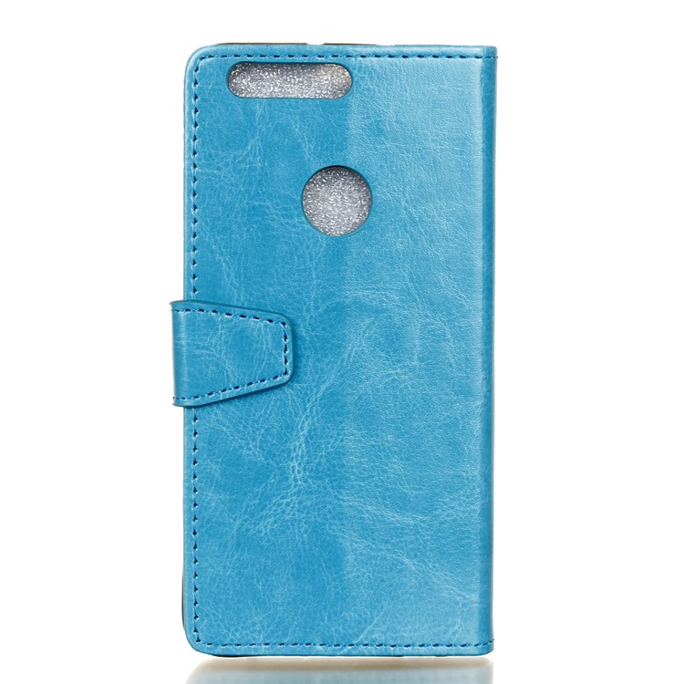 Crazy Horse Stand Leather Shell Case for Huawei Honor 8 - Blue-2