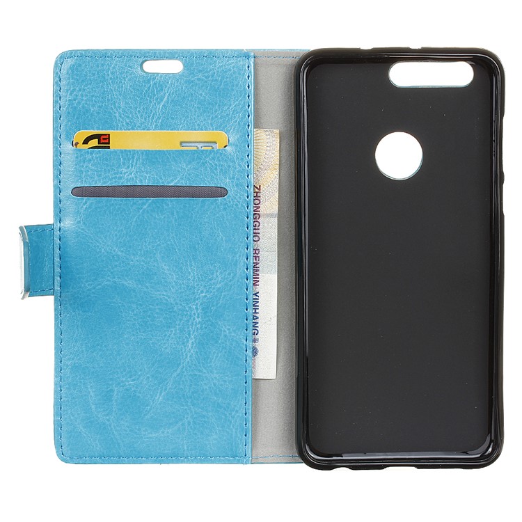 Crazy Horse Stand Leather Shell Case for Huawei Honor 8 - Blue-3