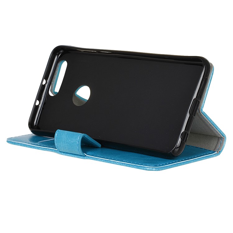 Crazy Horse Stand Leather Shell Case for Huawei Honor 8 - Blue-4