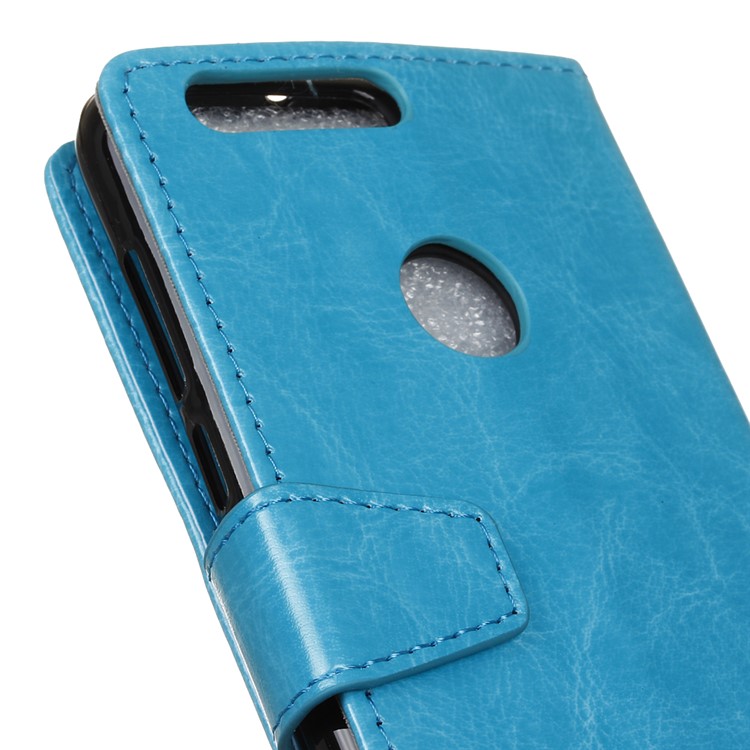 Crazy Horse Stand Leather Shell Case for Huawei Honor 8 - Blue-7