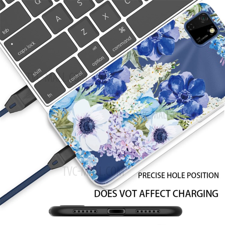 Pattern Printing TPU Protective Shell for Huawei Y5p - Flowers-2