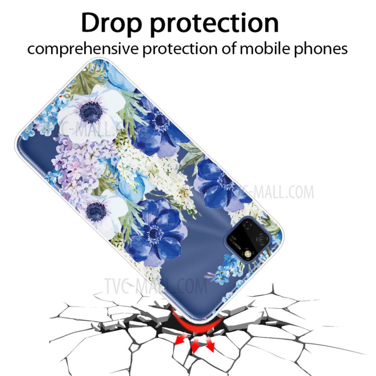 Pattern Printing TPU Protective Shell for Huawei Y5p - Flowers-3