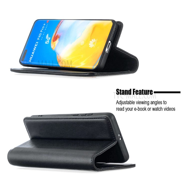 Detachable 2-in-1 Genuine Leather Wallet Stand Case for Huawei P40 Pro - Black-5