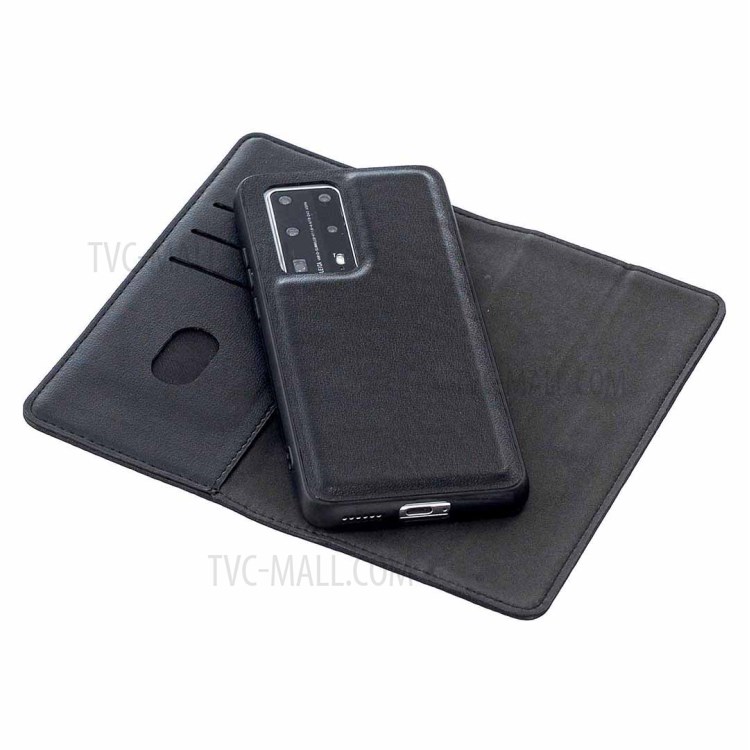 Detachable 2-in-1 Genuine Leather Wallet Stand Case for Huawei P40 Pro - Black-7