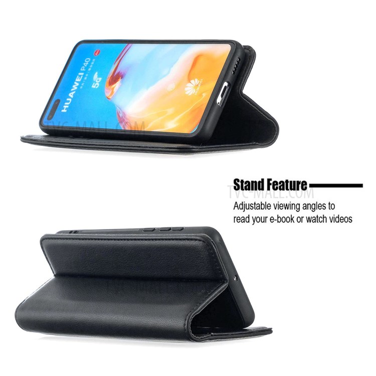 BF06 Detachable 2-in-1 Genuine Leather Wallet Cover + TPU Back Case for Huawei P40 - Black-5