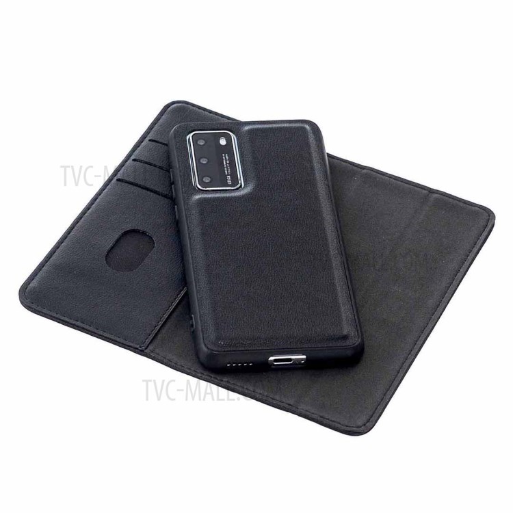 BF06 Detachable 2-in-1 Genuine Leather Wallet Cover + TPU Back Case for Huawei P40 - Black-7