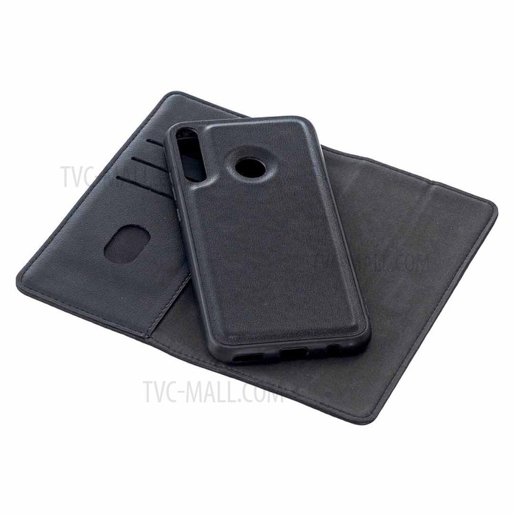 BF06 Detachable 2-in-1 Genuine Leather Wallet Shell + TPU Back Shell for Huawei Y7p - Black-7