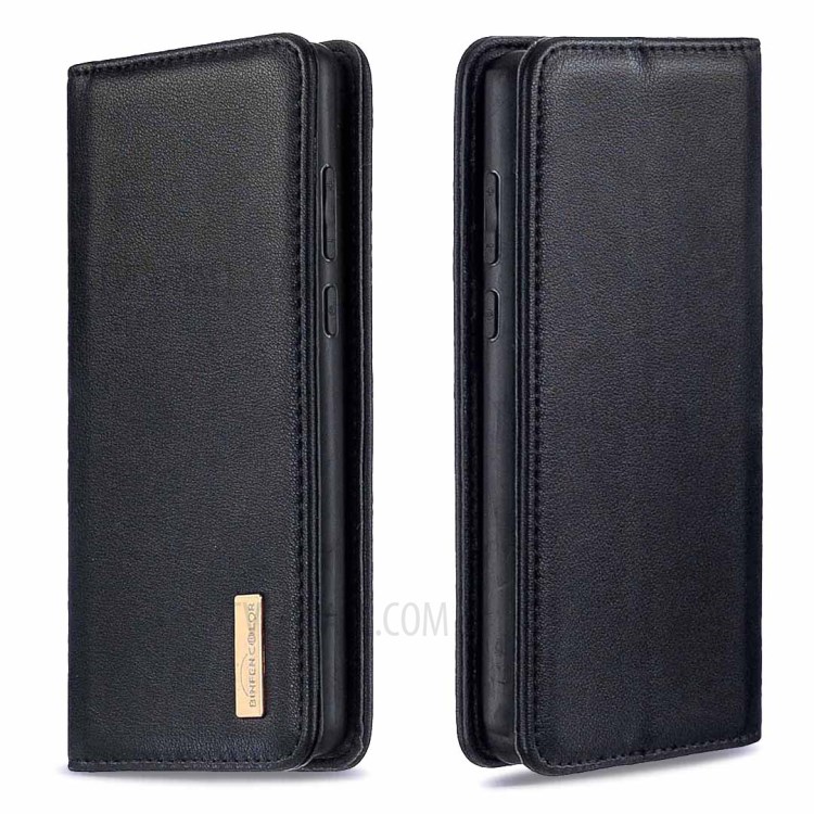 BF06 Detachable 2-in-1 Genuine Leather Wallet Cover + TPU Back Case for Huawei Y6p - Black-4