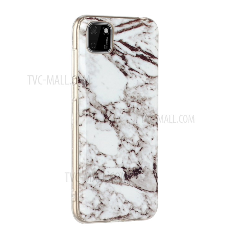 Marble Pattern Printing IMD TPU Mobile Phone Shell for Huawei Y5p - White/Black-3