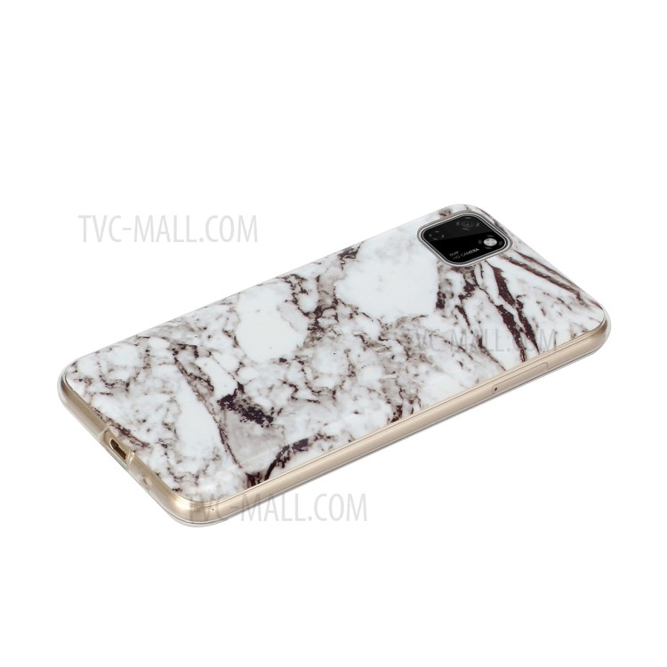 Marble Pattern Printing IMD TPU Mobile Phone Shell for Huawei Y5p - White/Black-4