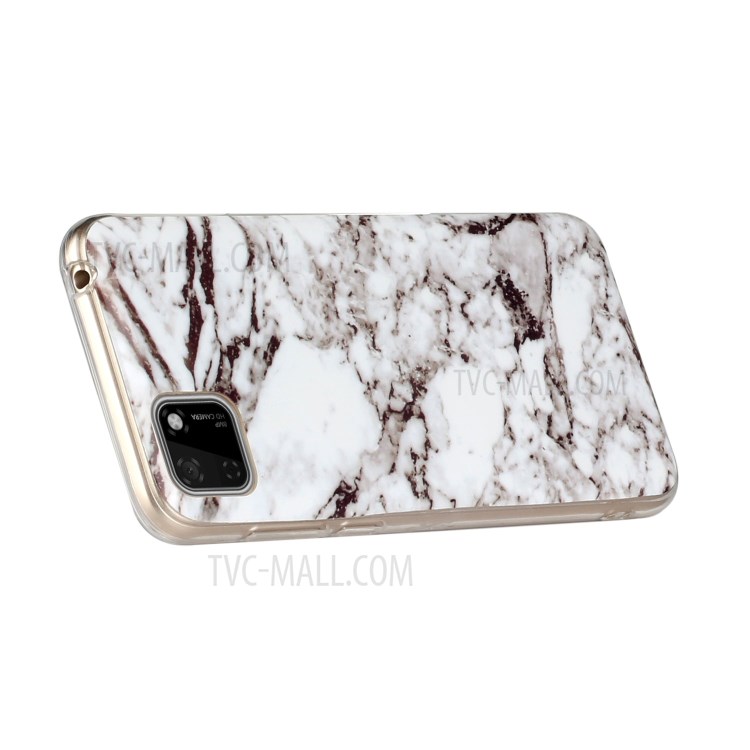 Marble Pattern Printing IMD TPU Mobile Phone Shell for Huawei Y5p - White/Black-5