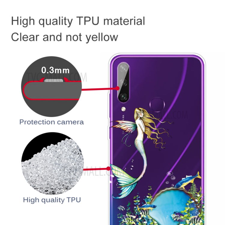 Pattern Printing TPU Back Protective Cover for Huawei Y6p - Mermaid-3