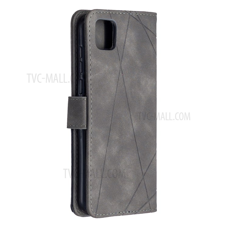 BF05 Geometric Texture Leather Wallet Stand Case Protector for Huawei Y5p/Honor 9S - Grey-7