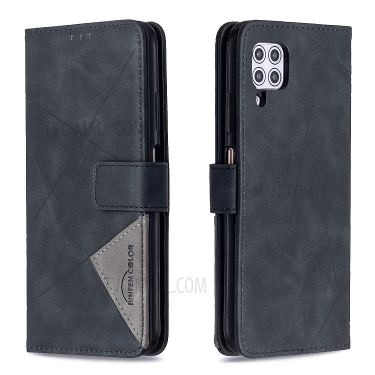 BF05 Leather Case Geometric Texture Wallet Stand Phone Protector for Huawei P40 lite 4G/nova 6 SE/Nova 7i - Black-8