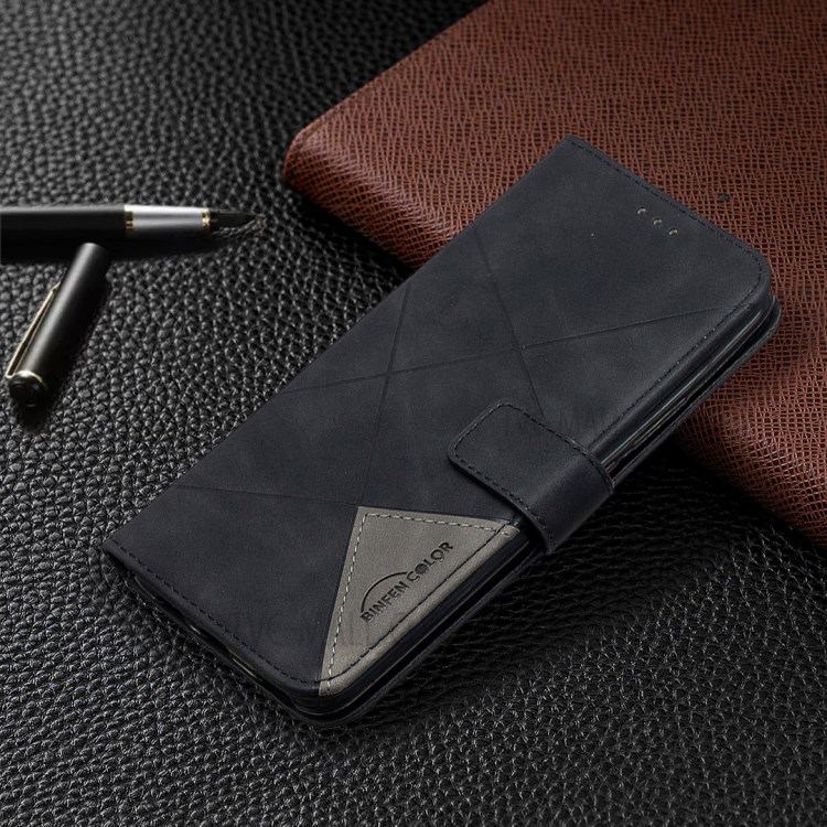 BF05 Geometric Texture Wallet Stand Leather Case for Huawei P Smart Z/Y9 Prime 2019 - Black-4