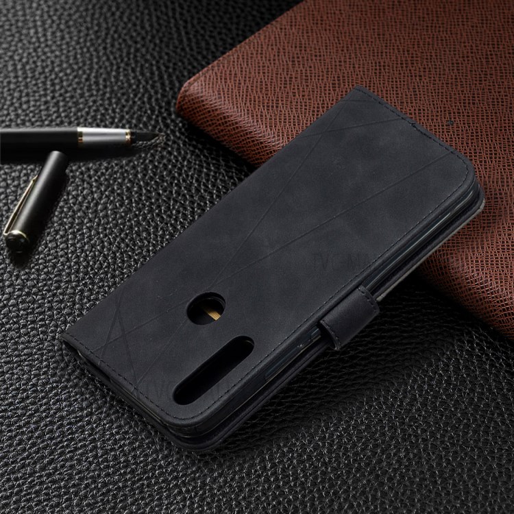 BF05 Geometric Texture Wallet Stand Leather Case for Huawei P Smart Z/Y9 Prime 2019 - Black-5