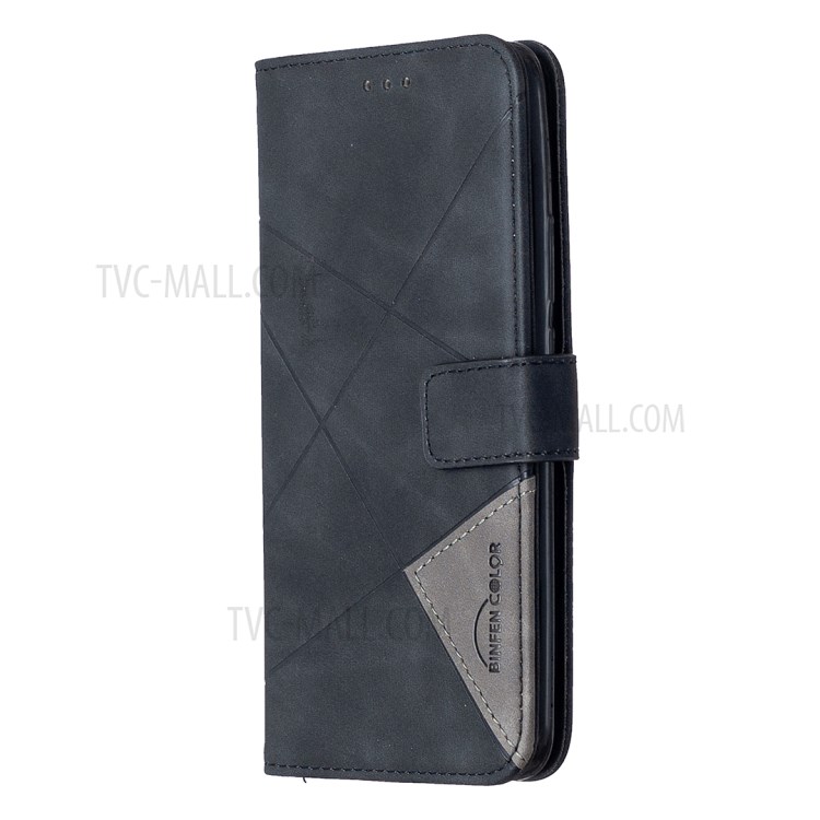 BF05 Geometric Texture Wallet Stand Leather Case for Huawei P Smart Z/Y9 Prime 2019 - Black-6