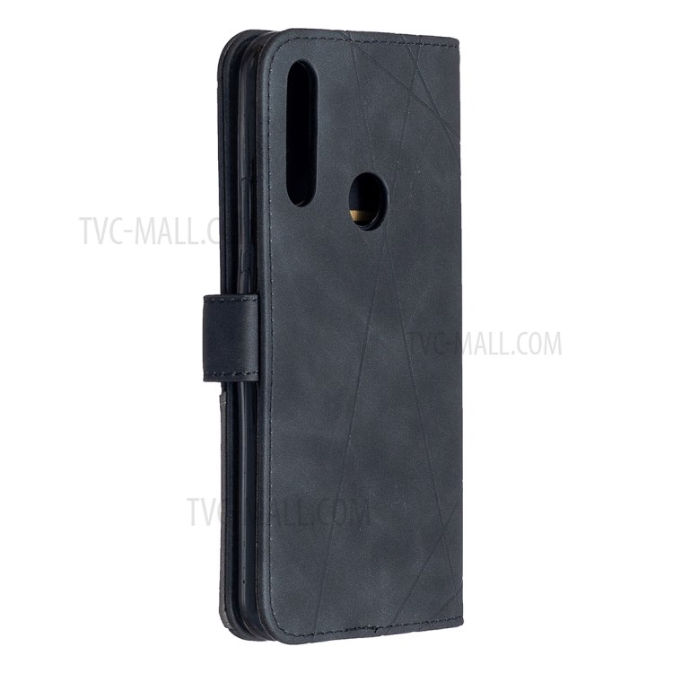 BF05 Geometric Texture Wallet Stand Leather Case for Huawei P Smart Z/Y9 Prime 2019 - Black-7