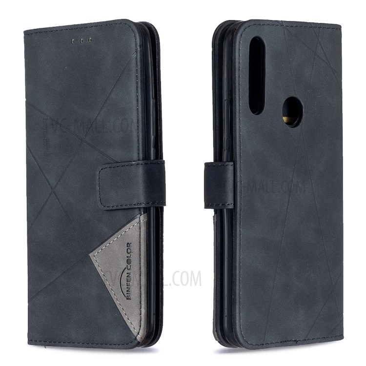 BF05 Geometric Texture Wallet Stand Leather Case for Huawei P Smart Z/Y9 Prime 2019 - Black-8
