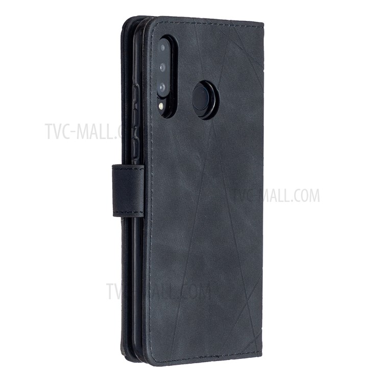 BF05 Geometric Texture Wallet Stand Leather Case for Huawei P30 Lite/Nova 4e - Black-3