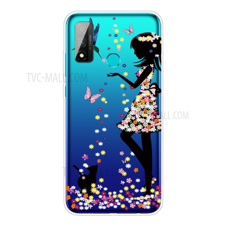 Pattern Printing Clear TPU Cell Phone Case Cover for Huawei P Smart 2020 - Beauty-1