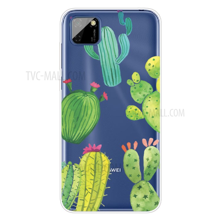 Pattern Printing Clear TPU Cell Phone Case Cover for Huawei Y5p - Cactus-1