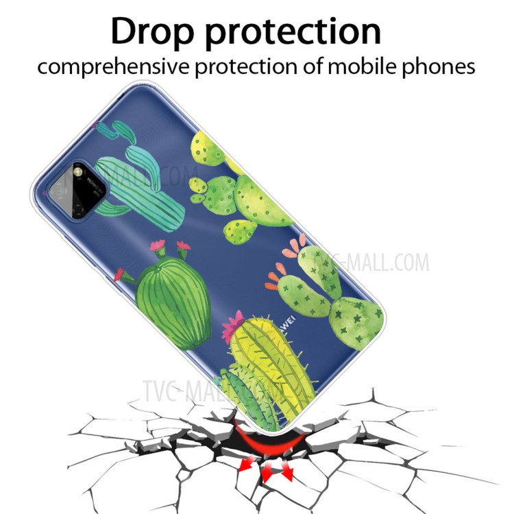 Pattern Printing Clear TPU Cell Phone Case Cover for Huawei Y5p - Cactus-2