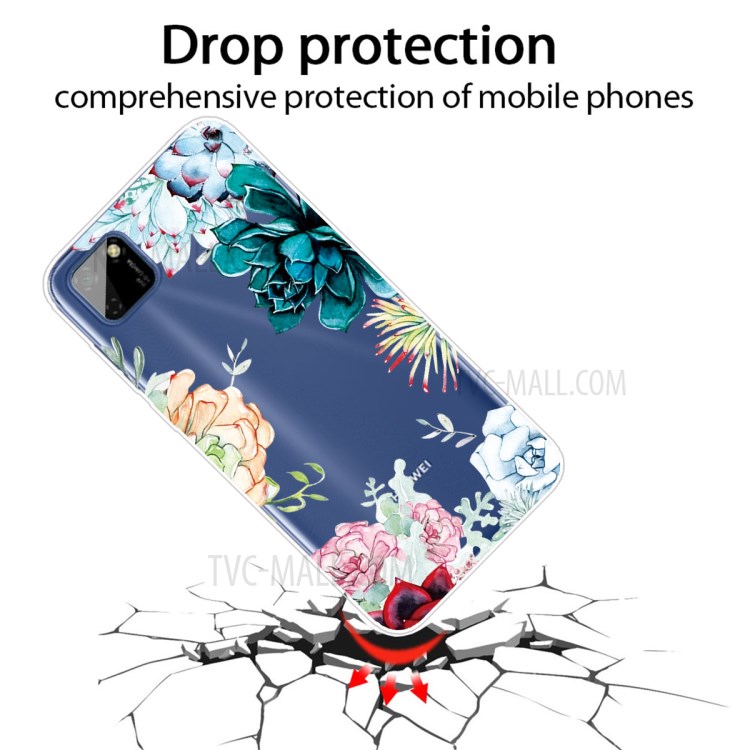 Pattern Printing TPU Soft Phone Cover for Huawei Y5p - Beautiful Flower-2