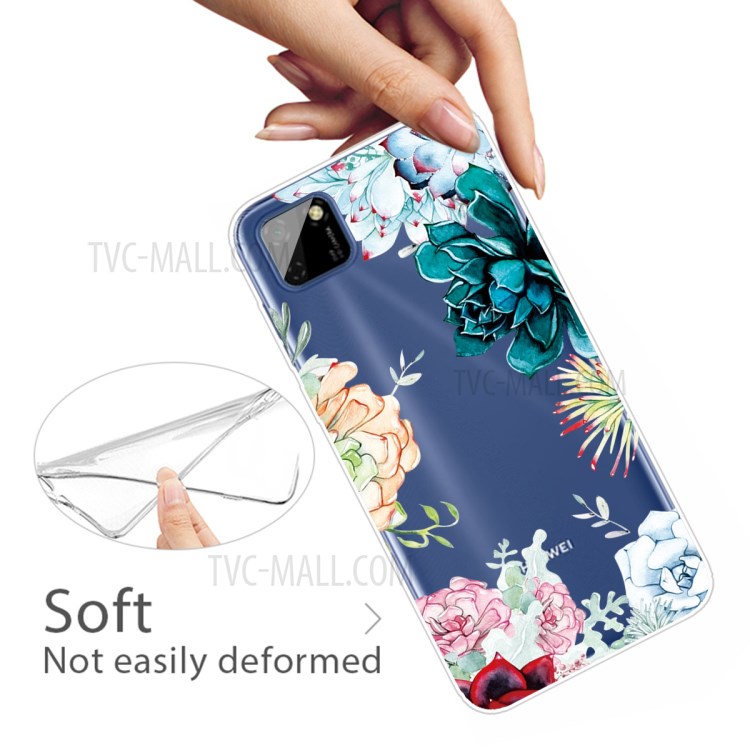 Pattern Printing TPU Soft Phone Cover for Huawei Y5p - Beautiful Flower-4