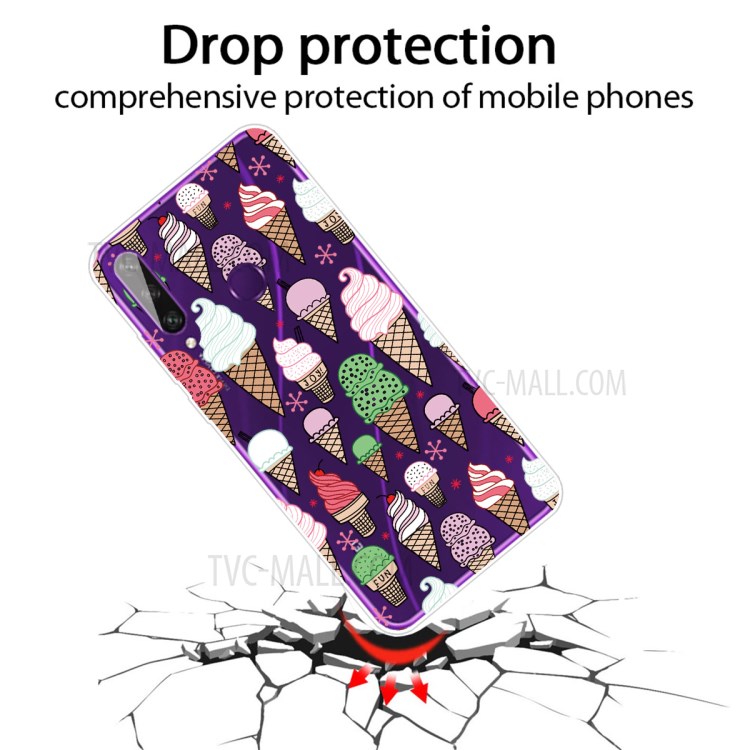 Pattern Printing Clear TPU Cell Phone Case Cover for Huawei Y6p - Ice Cream-2