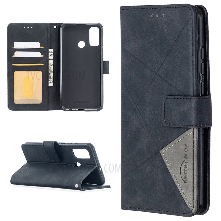 BF05 Style Geometric Skin Leather Cover for Huawei P smart 2020 - Black-1