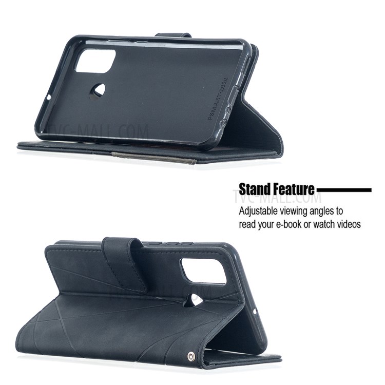 BF05 Style Geometric Skin Leather Cover for Huawei P smart 2020 - Black-2