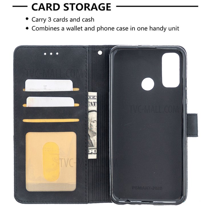 BF05 Style Geometric Skin Leather Cover for Huawei P smart 2020 - Black-3