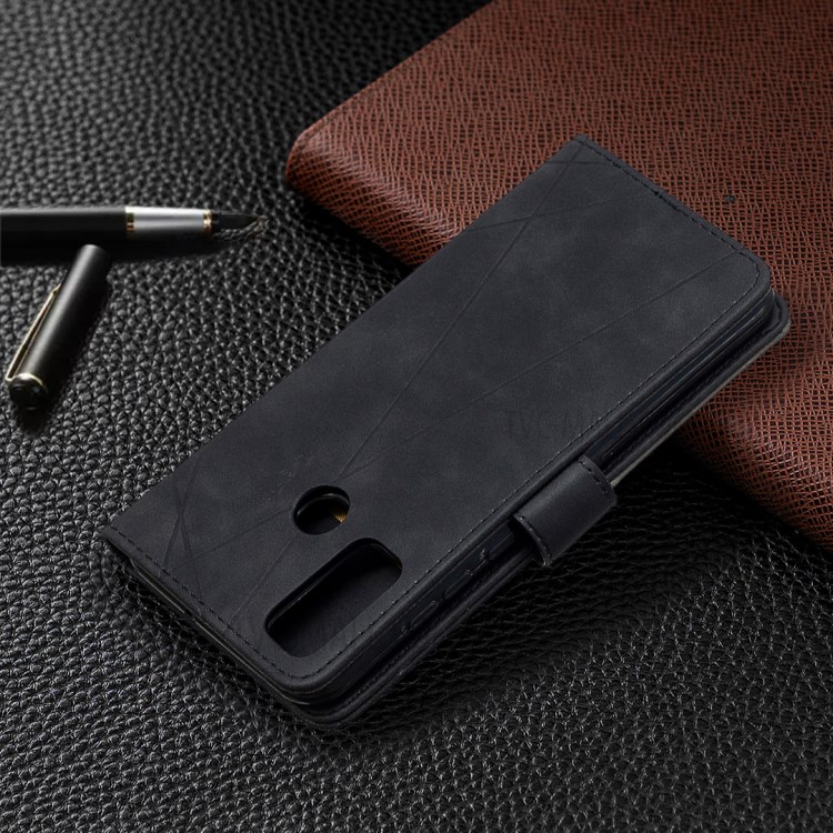 BF05 Style Geometric Skin Leather Cover for Huawei P smart 2020 - Black-5