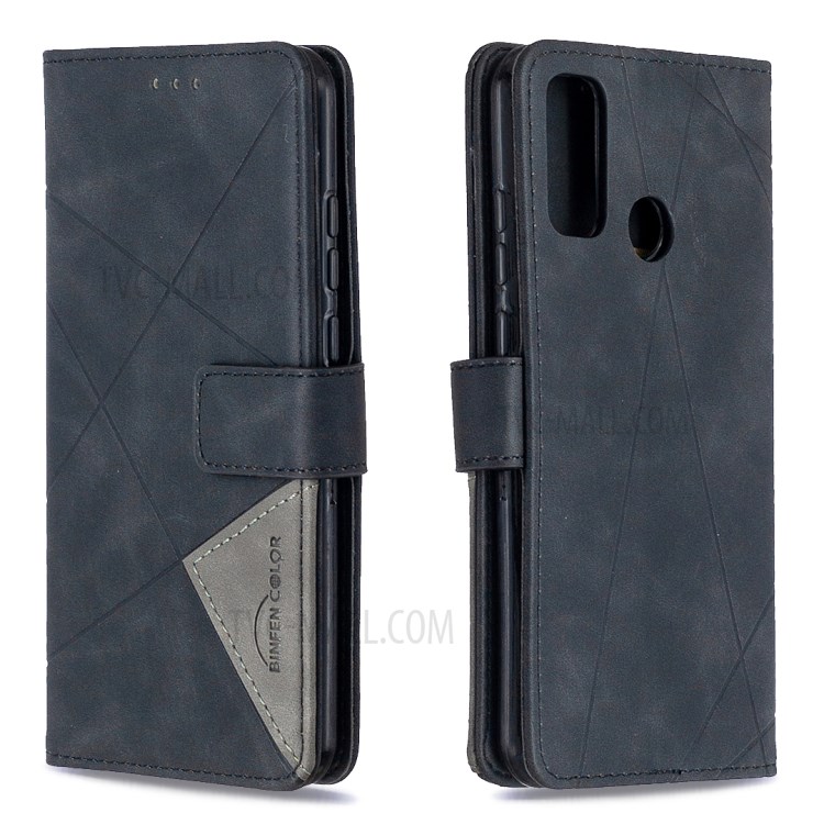 BF05 Style Geometric Skin Leather Cover for Huawei P smart 2020 - Black-8