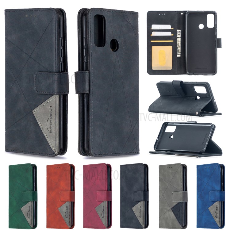 BF05 Style Geometric Skin Leather Cover for Huawei P smart 2020 - Black-9
