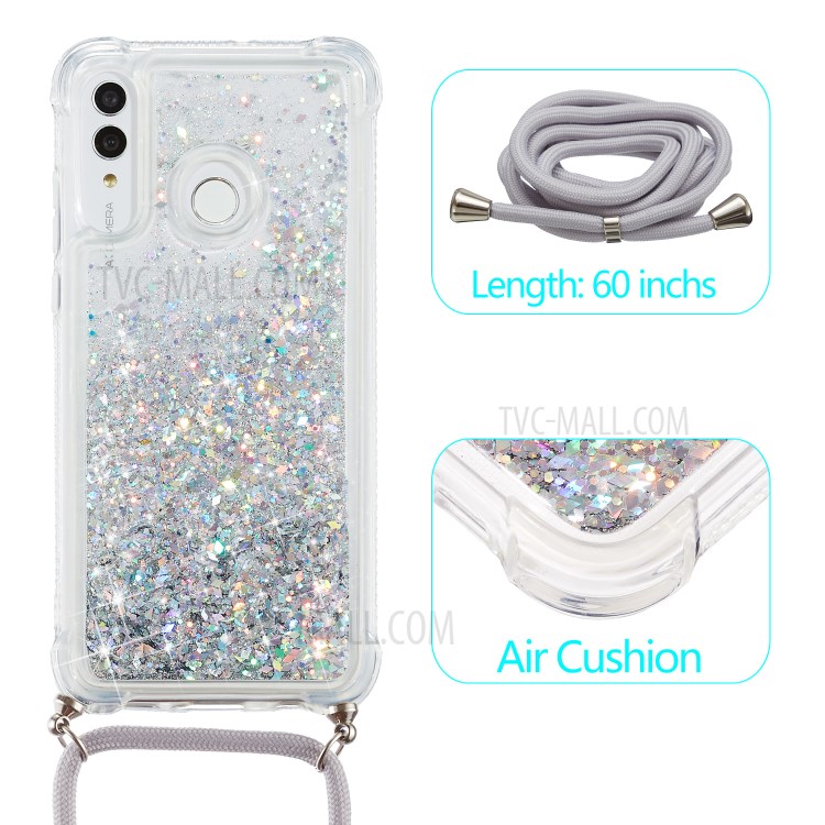 Glitter Powder Funny Quicksand TPU Back Protective Cover for Honor 10 Lite - White-2