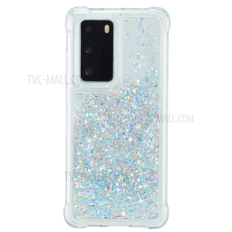 Solid Color Glitter Powder Quicksand TPU Shell for Huawei P40 Pro - Silver-1