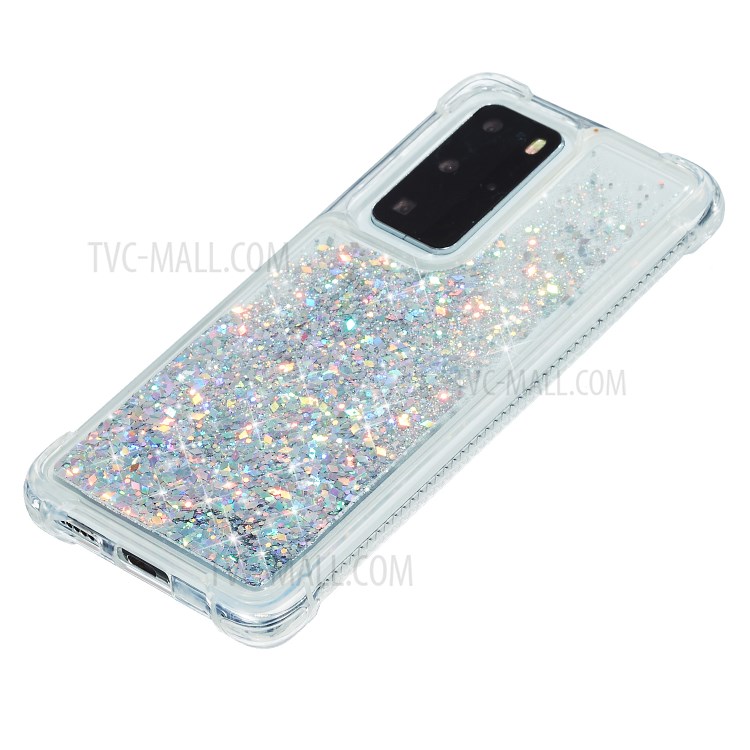 Solid Color Glitter Powder Quicksand TPU Shell for Huawei P40 Pro - Silver-7