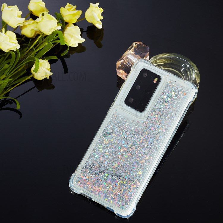 Solid Color Glitter Powder Quicksand TPU Shell for Huawei P40 Pro - Silver-8