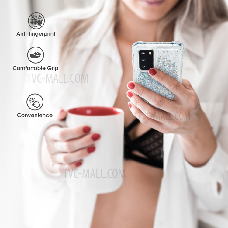 Pure Color Glitter Powder Quicksand TPU Cover for Huawei P40 - Silver-5