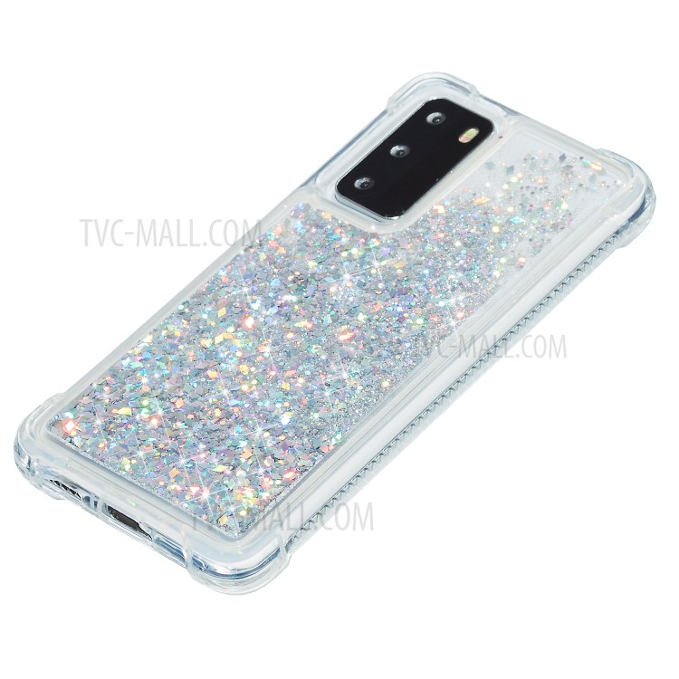 Pure Color Glitter Powder Quicksand TPU Cover for Huawei P40 - Silver-7