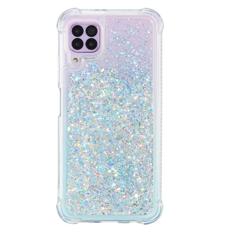 Glitter Powder Quicksand Rhinestone Decor Kickstand TPU Phone Cover for Huawei P40 Lite 4G - Silver-1