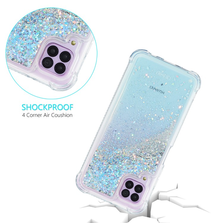 Glitter Powder Quicksand Rhinestone Decor Kickstand TPU Phone Cover for Huawei P40 Lite 4G - Silver-6