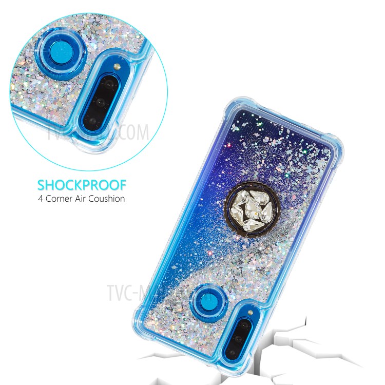 Glitter Powder Quicksand Rhinestone Decor Kickstand TPU Phone Cover for Huawei P30 Lite - Silver-8